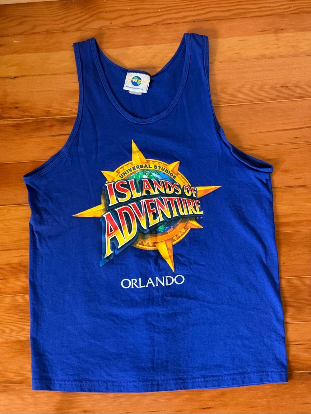 Vintage 90s Universal Studios Islands of Adventure Logo Tank Top Blue Size M